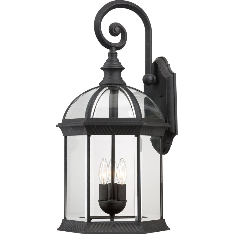 Aulay Wall Light, Textured Black / Clear Beveled, Incandescent, 26.25" H x 13" W