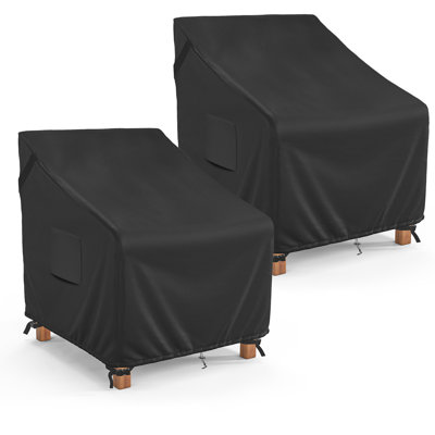 Waterproof Patio Chair Covers, Outdoor Furniture Covers For Rocking & Adirondack Chairs, Fits Up To 32"W X 37"D X 36"H, Moisture-Proof Uv Protection, Black, 2-Pack