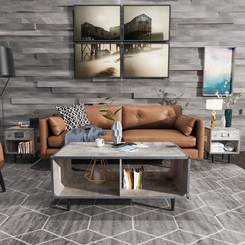 Table basse avec rangement Dayshanay, Gris