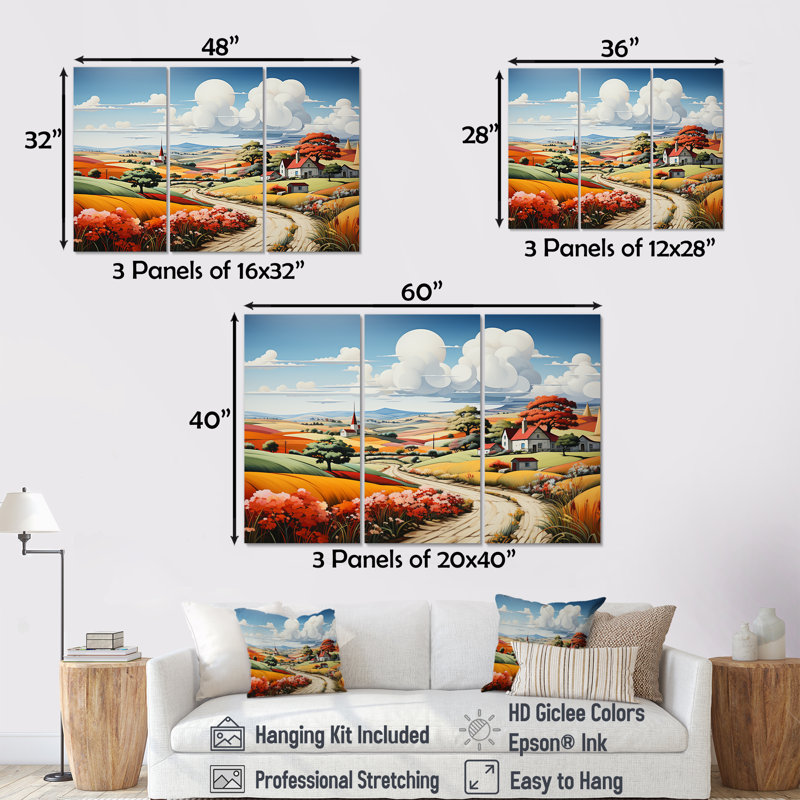 Tarquility In The Countryside - Farm Wall Art, ensemble d'impression, H 28 po x l 36 po x P 1 po