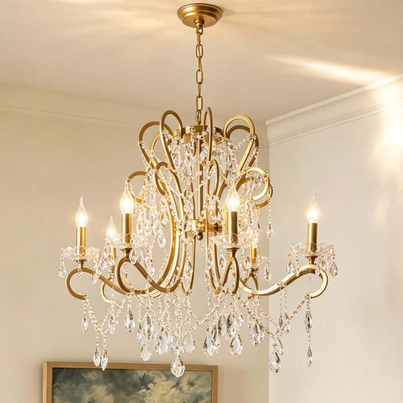 Lustre traditionnel de style bougie Valmira , H 27,5 po x l 31,4 po x P 31,4 po, 8 lumières