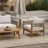 Outdoor Acacia Wood with Rope Sides 4-Person Club Patio Seating with Cushions and Coffee Table Set