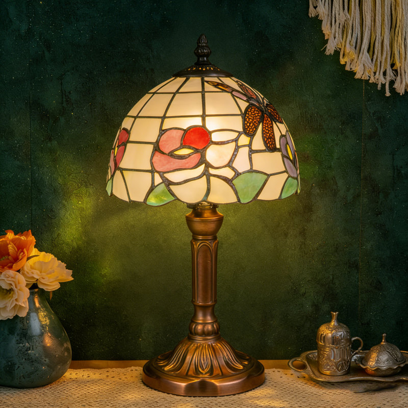 14"h Dragonfly Resin Table Lamp， Tiffany-style Stained Glass Table Lamp