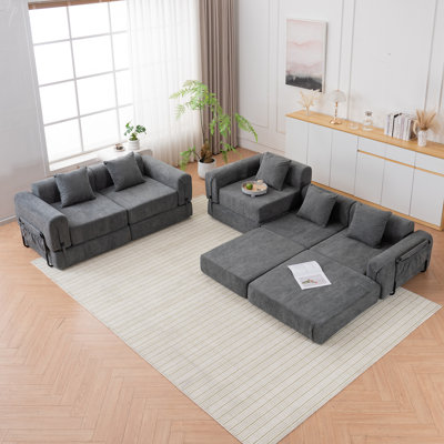 Canapé inclinable gris peu encombrant, mélange de polyester, salon moderne