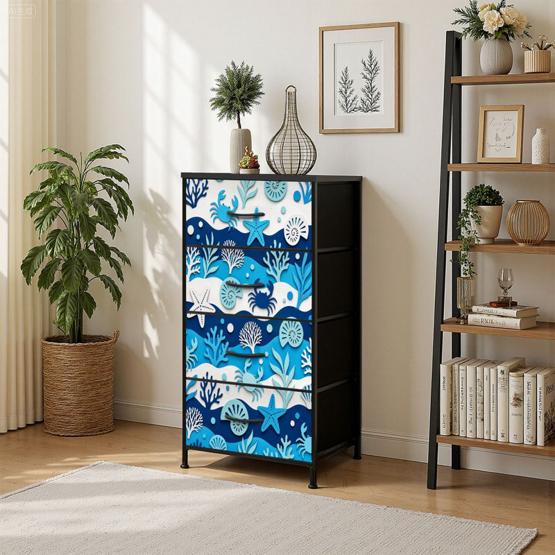 Commode de rangement verticale 4 tiroirs avec tiroirs en tissu sous l'eau