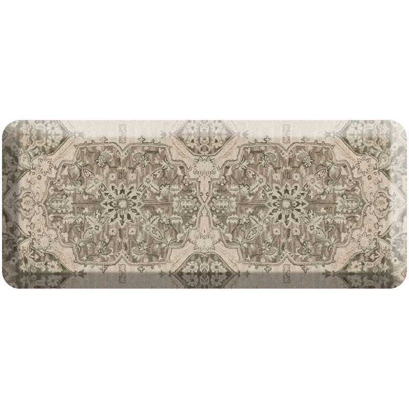 Designer Comfort Anti‑Fatigue Kitchen Comfort Mat – Paloma Medallion Sand, 20" x 48", Sand