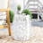 Contemporary White Iron Accent Table - Cut With Attractive Tropical Leaf, 16.76” W X D 20.68” H, Ready Upon Arrival Side Elegant Leaf Pattern, No Assembly Needed-32062219