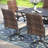 6-Person Rectangular Outdoor Dining Set With Swivel PE Rattan Chairs & Cushions