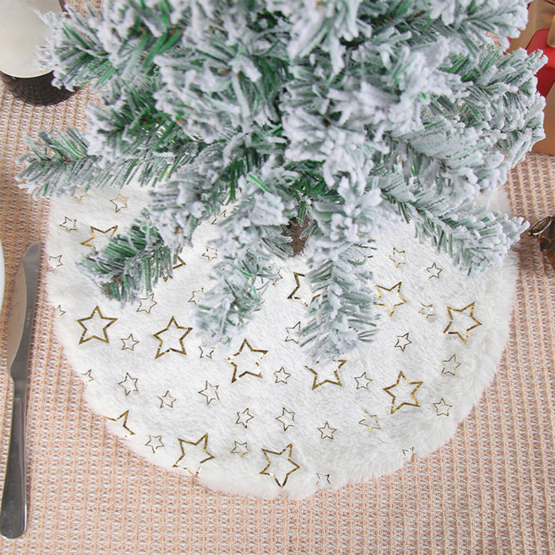 Jupe de sapin de Noël, tapis, flocon de neige, tapis blanc, décoration de Noël pour arbre de Noël, Gold
