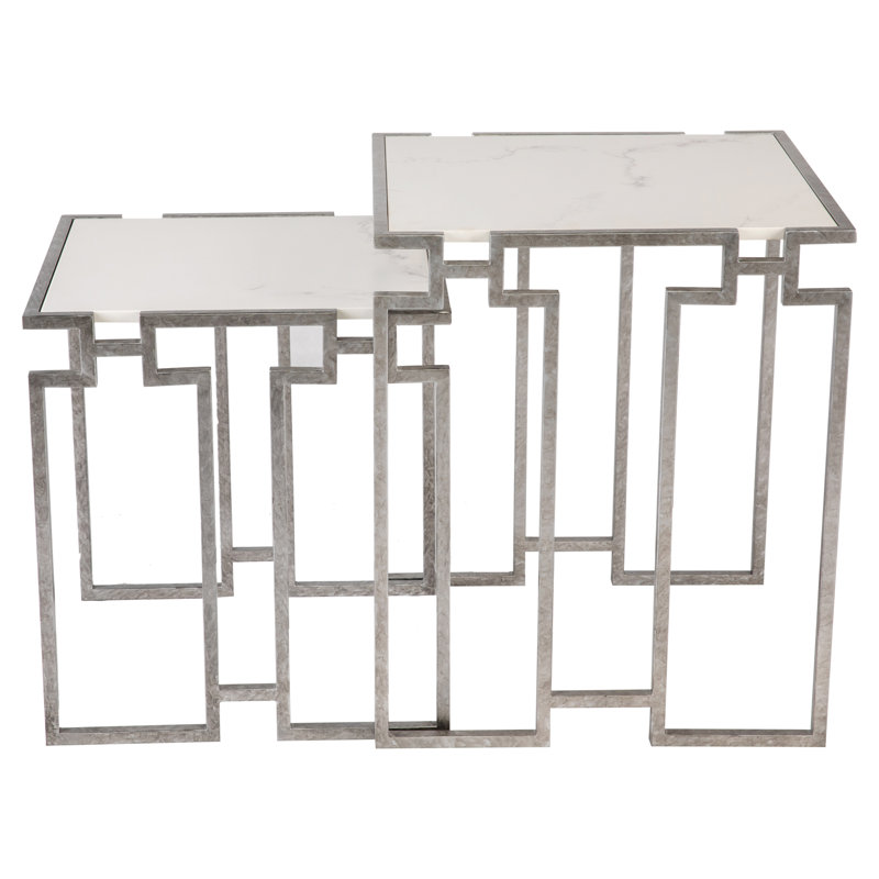 Bosphorus Steel Sled Nesting Tables, Silver