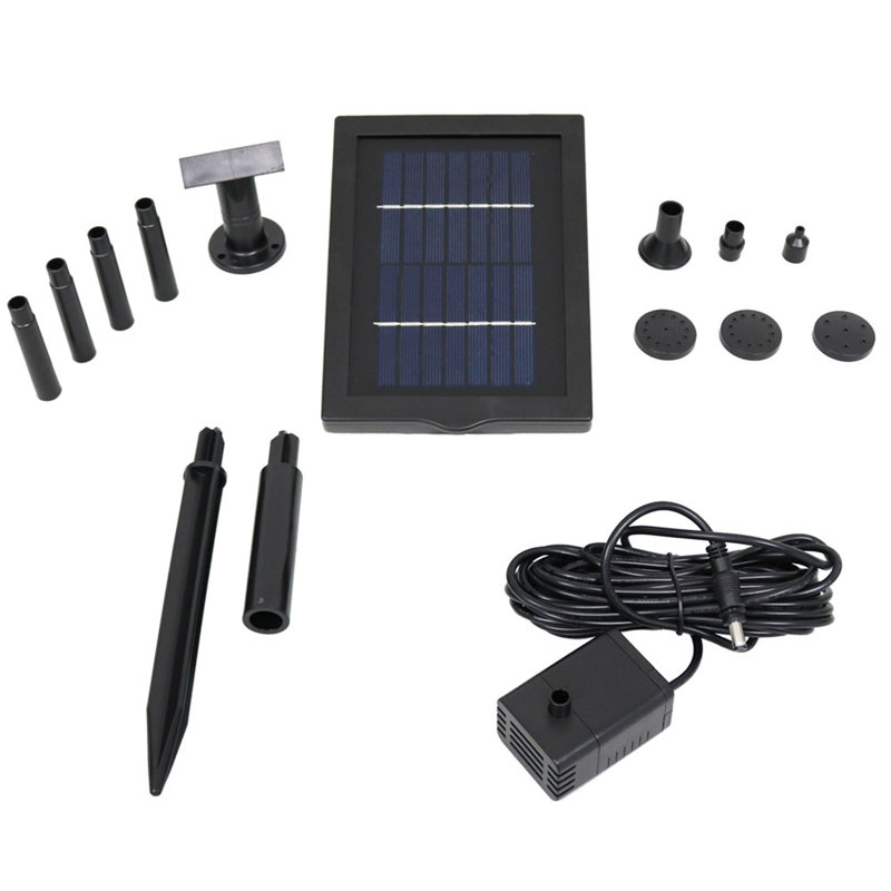 40 GPH Solar Pump for Outdoor Fountains with 5 Spray Heads and 24" Lift