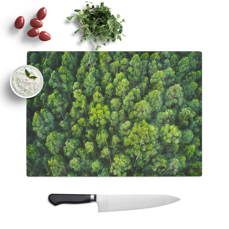Tempered Glass Green Tree Tops Chopping Board, 20 cm x 28.5 cm