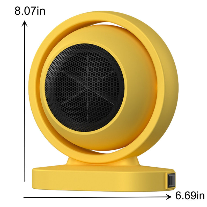 Ventilateur de chauffage, petit ventilateur de circulation, protection contre la surchauffe petit plancher, Yellow