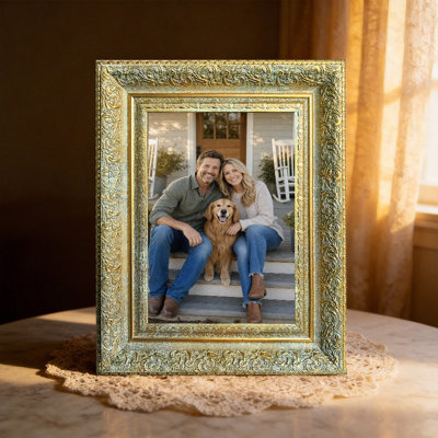 5" x 7" Antique Gold 3 PCS Tabletop Picture Frame for New Home Gifts
