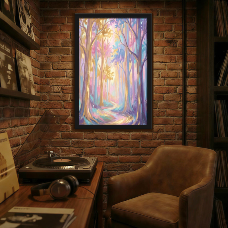 Abstract Colorful Forest Path With Dreamy Light, 36" H x 24" W