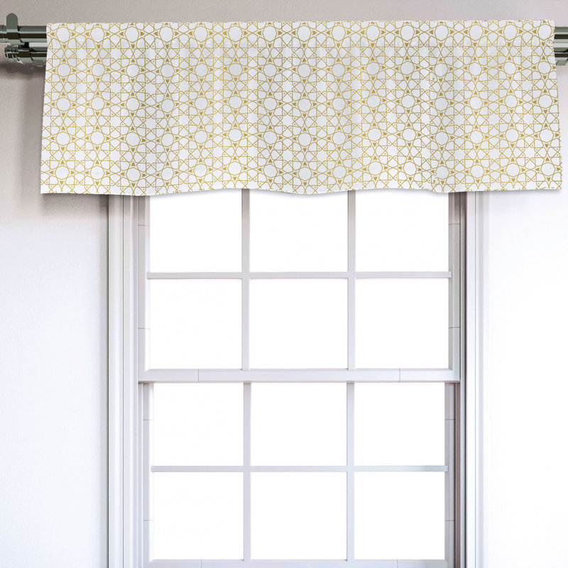 Sateen Geometric Ruffled Window Valance