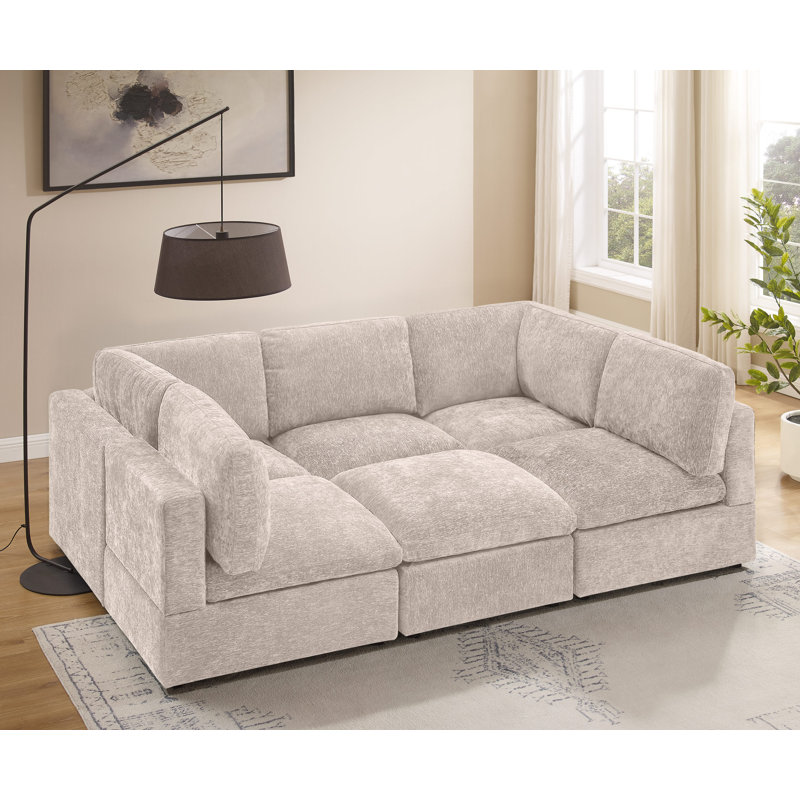 Mobeena 93.7'' Modular Sectionals, Linen Polyester