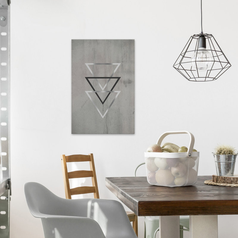 Silver Triangles 1 Piece Wrapped Canvas Painting, 38cm H x 25cm W x 3.81cm D
