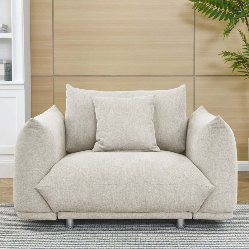 Upholstered Armchair, Beige 100% Polyester
