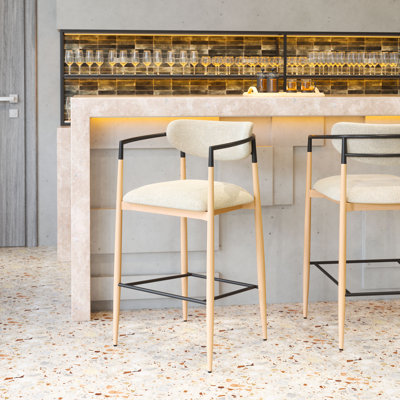 Ensemble de 2 chaises de cuisine avec dossier et tabouret de bar rembourrés