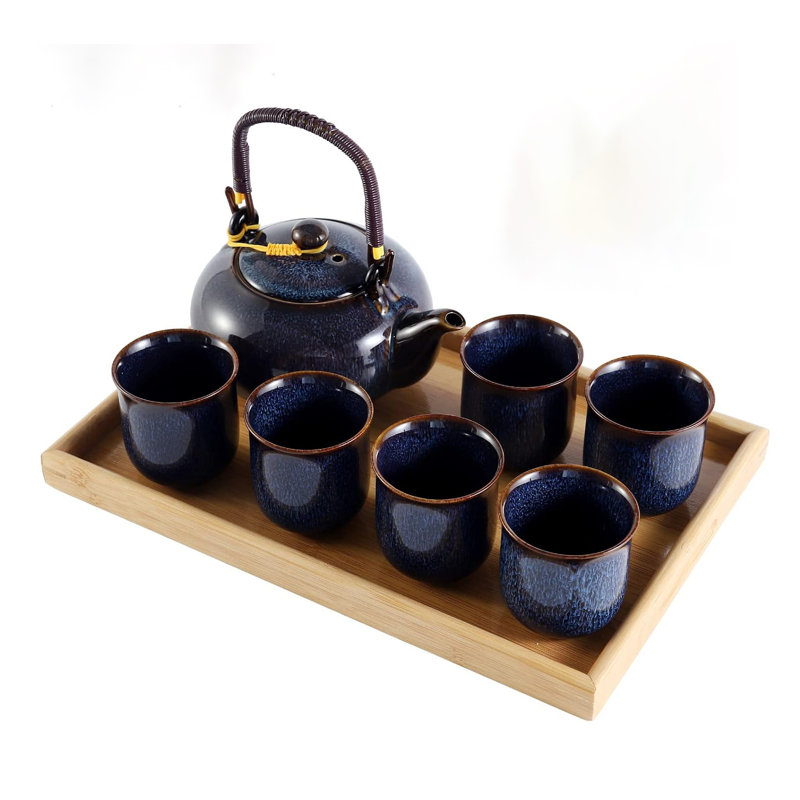 Norden Home Oriental Teapot Set, Dark Blue