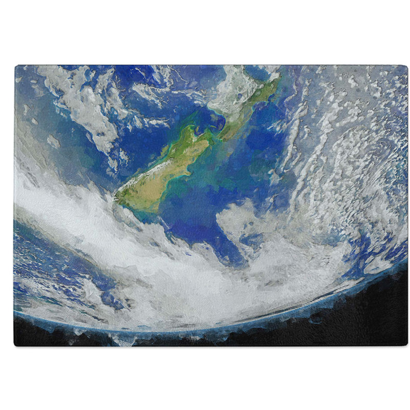 Tempered Glass Curve of Planet Earth Chopping Board, 28.5 cm W x 20 cm L