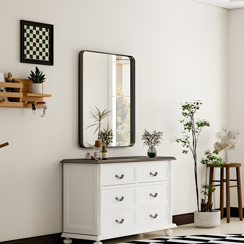 Sleek Rectangular Wall Mirror With Aluminum Frame - Versatile & Modern, 40" x 30"