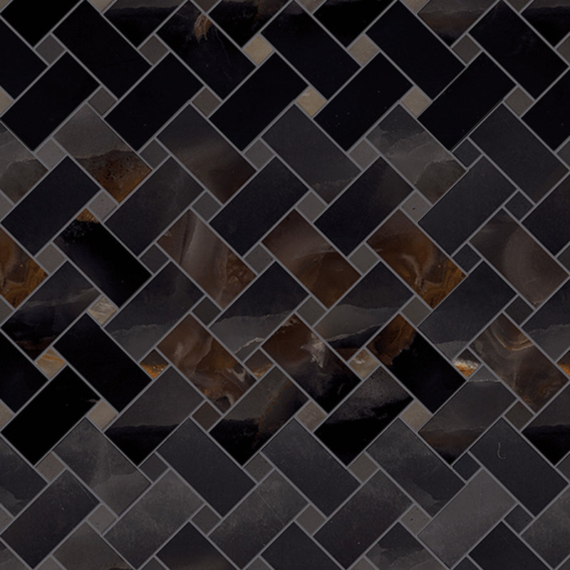 Carreau de mosaïque Eclipse Intrecci, Noir, noir, noir, noir