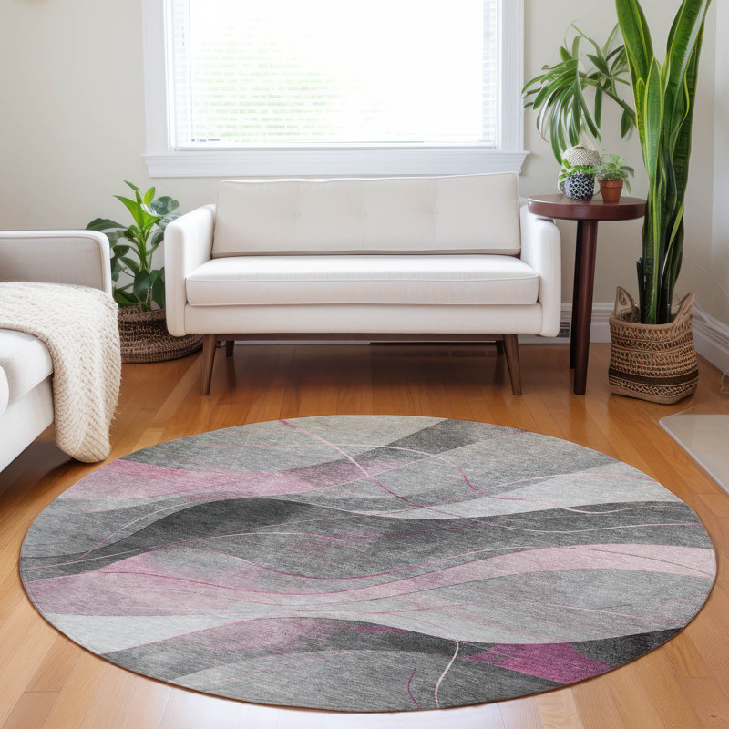 Aelien Pink Washable Indoor-Outdoor Rug - LOOMLAN, 8' x 8'