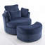 Fauteuil pivotant rembourré en velours côtelé avec repose-pieds-135422078