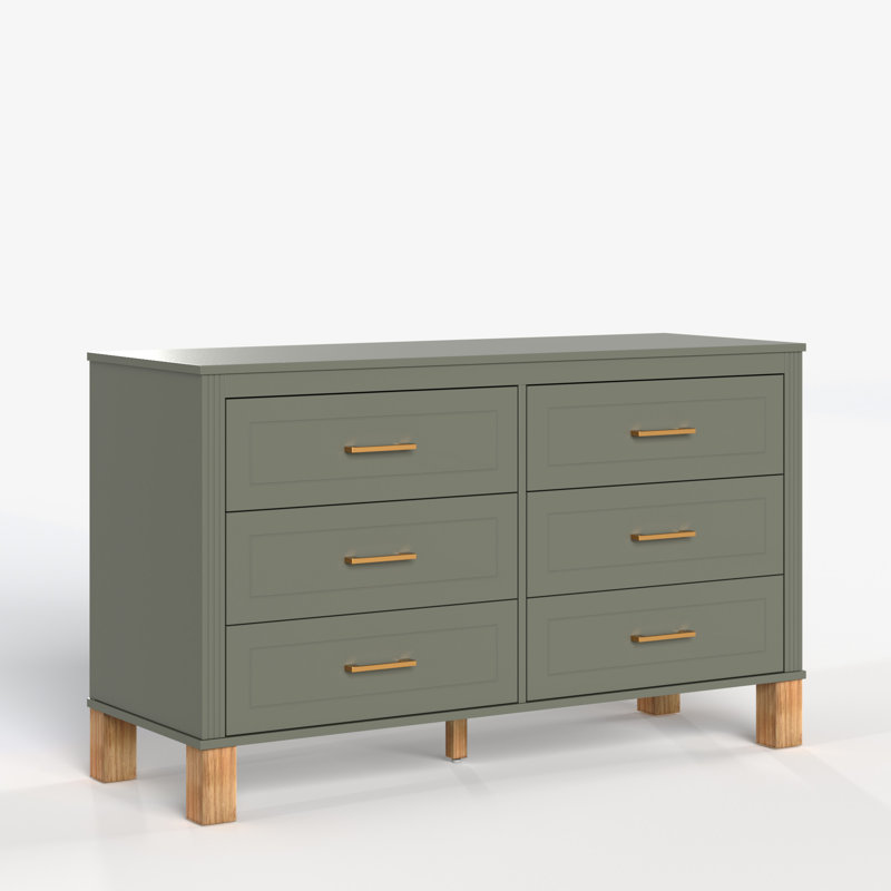Commode double 6 tiroirs olive