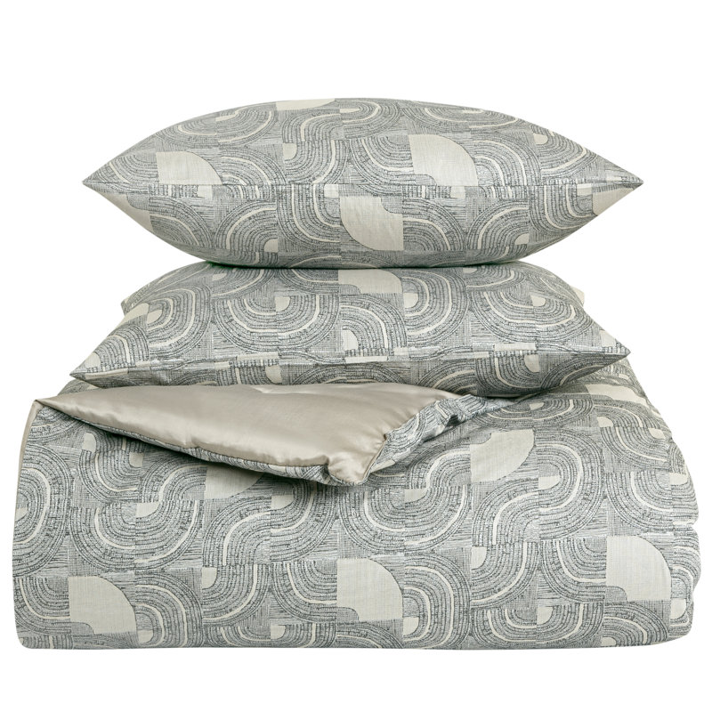 Lugano Comforter Set, Charcoal/Pumice, King Comforter + 2 King Shams
