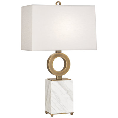 Lampe de table Srkashlteni Minimalist Collection - Base en marbre blanc intemporel | Élégant abat-jour en lin huître Shannon | Gradateur pleine gamme | Homologué UL