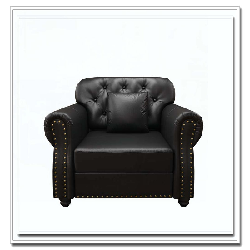 Chaise rembourrée 41,3 po, Noir avec repose-pieds, 1