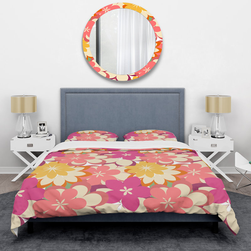 Multicolore fleurs abstraites - ensemble de housse de couette floral - microfibre de polyester