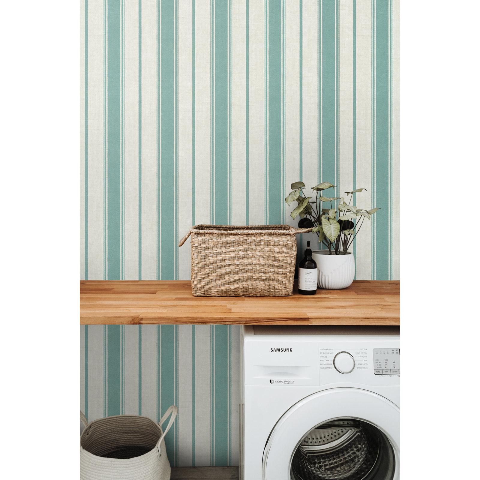 Leota Striped Wallpaper, Minty Meadow