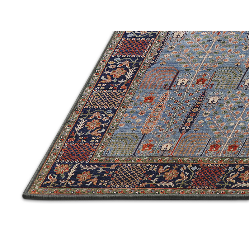 Tapis oriental bleu / rouge / brun Gilleasbuig, Rectangle 6 pi x 9 pi
