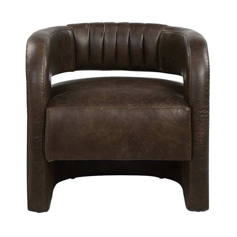 Fauteuil d'appoint Feyre, cuir fleur espresso