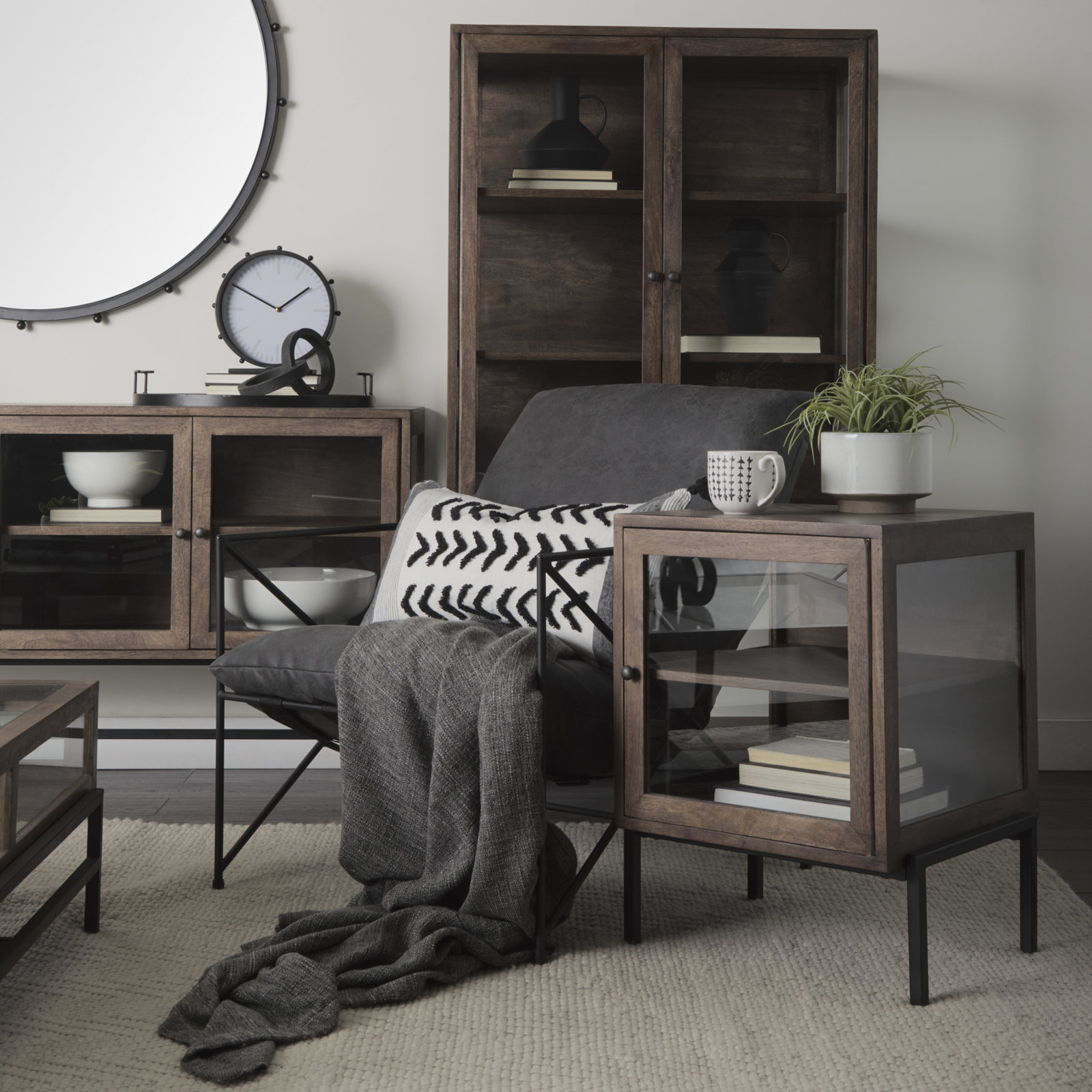 Warner Solid Wood End Table, Medium Brown