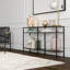 Console de 55 po de largeur avec tablettes ouvertes à 2 niveaux - Table d'entrée moderne en métal noirci bronze pour le salon ou le couloir | Ceno-1555922673-1555377739