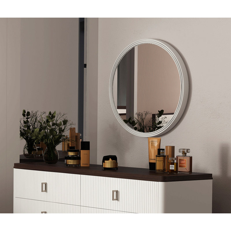 Carena Gray Round Mirror