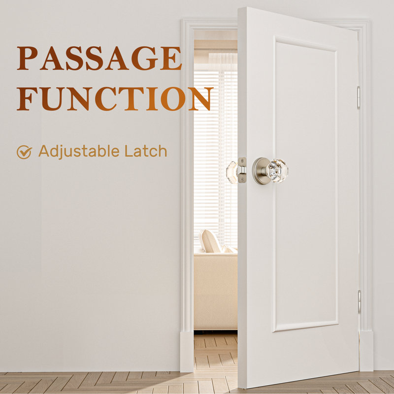 Coolnews Retro Elegant Series Crystal Passage Door Knobs, Satin Nickel