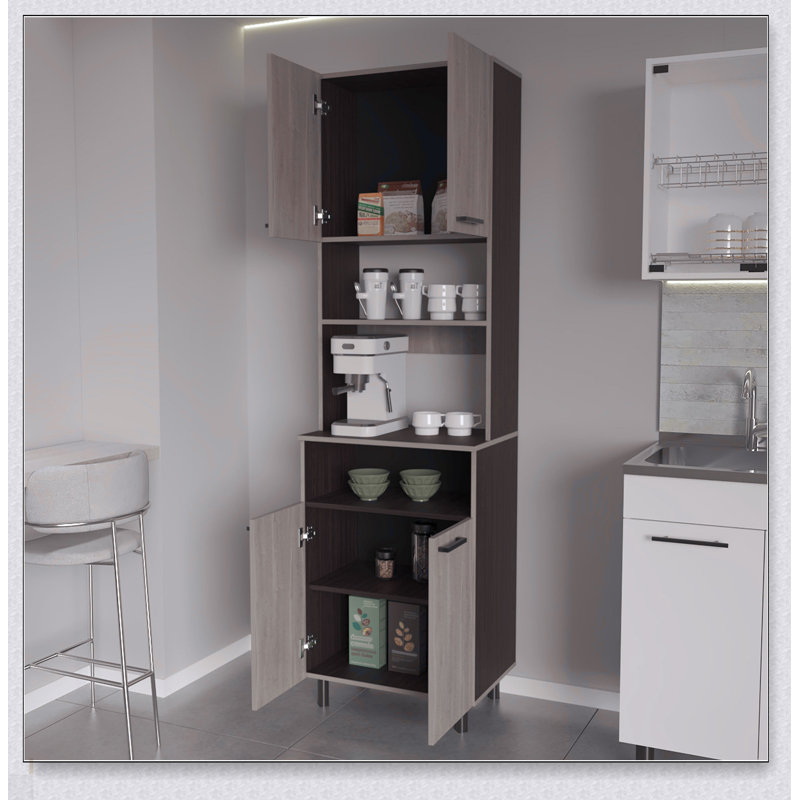 Kitchen Pantry With Open Storage And 4 Doors, For Modern And Traditional Kitchens.