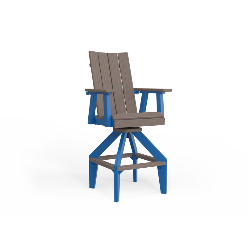 SOL Outdoor Bar Stool, Pacific Blue, White