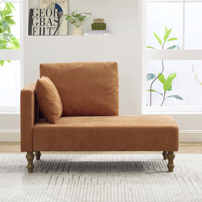 Chaise longue rembourrée, 157 x 76 x 86 cm, chenille, 1 pièce, orange, assise allongée permettant une inclinaison complète et repose-jambes