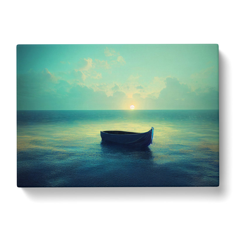 Lone Boat Vol.3 - Wrapped Canvas Painting, 35cm H x 50cm W x 3cm D