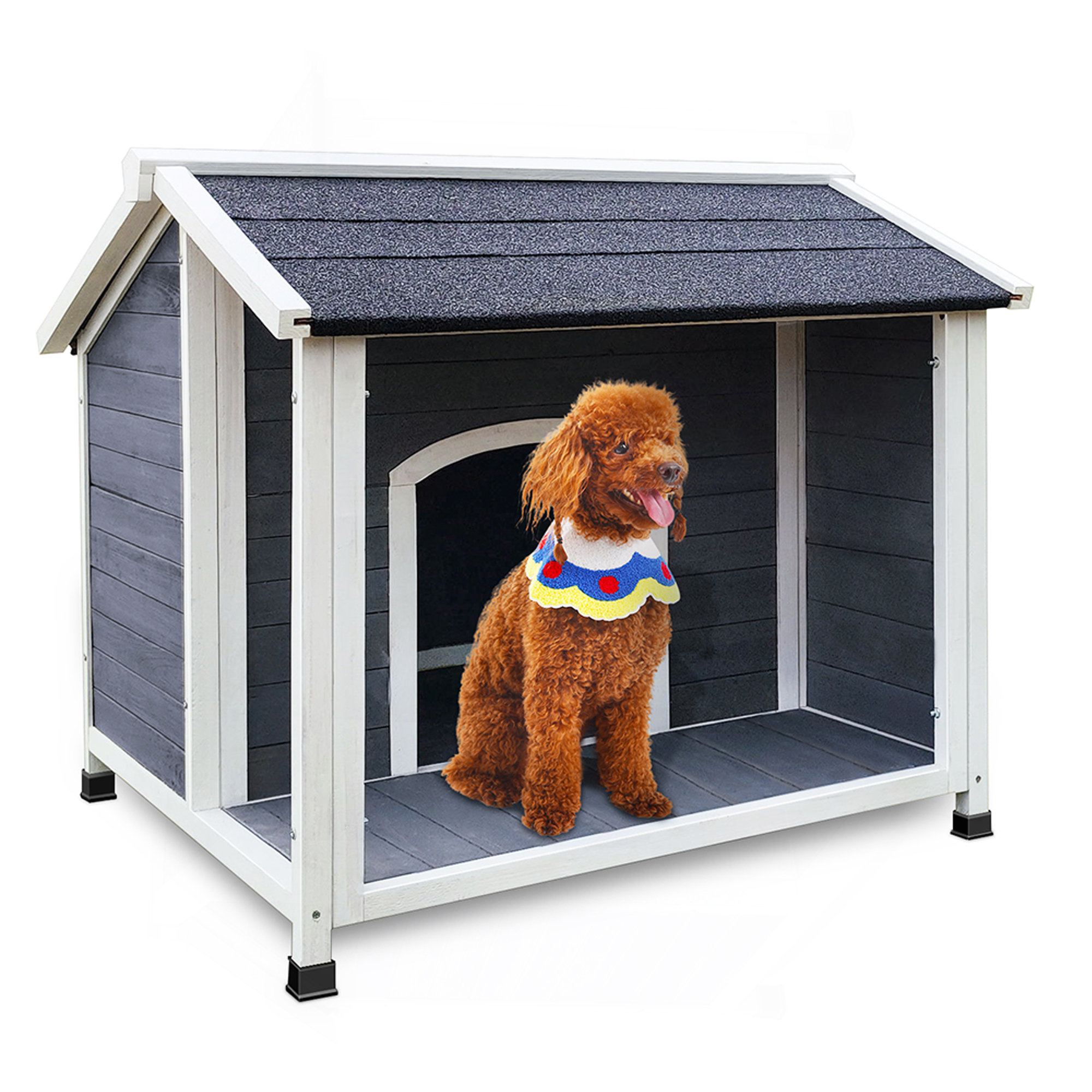 Curated visual reference: Easy To Assemble Flat Dog Crate Bed Reference: Alxfarton Outdoor Wooden Dog House Waterproof Dog Cage Windproof And