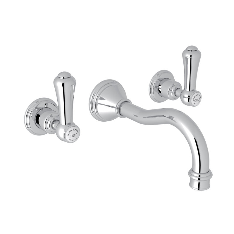 Georgian Era Wall Mounted Bathroom Faucet, Polished Chrome