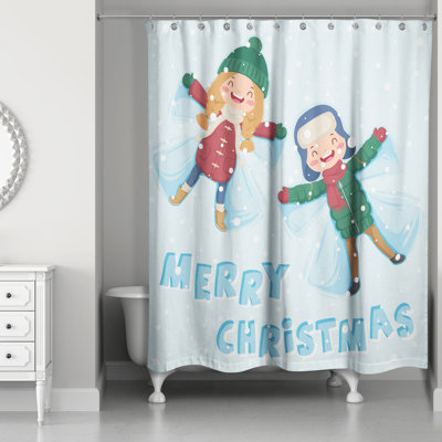 Rideau de douche simple snow anges Mickey