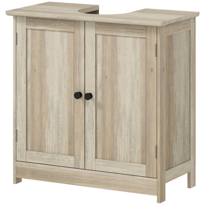 Bathroom Vanity Cabinet, Under Sink Bathroom Cabinet With 2 Doors And Adjustable Shelf, Weathered Gray Oak  (Without Bathroom Basin)